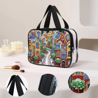 DIY House Diamond Art Rhinestone Makeup Bag Transparent PVC Storage Pack Gift