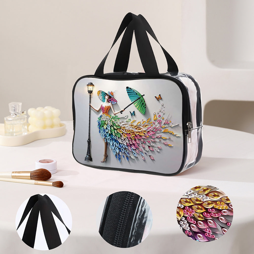 DIY Woman Diamond Art Rhinestone Makeup Bag Transparent PVC Storage Pack Gift