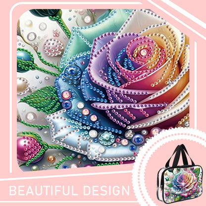 DIY Rose Diamond Art Rhinestone Makeup Bag Transparent PVC Storage Pack Gift
