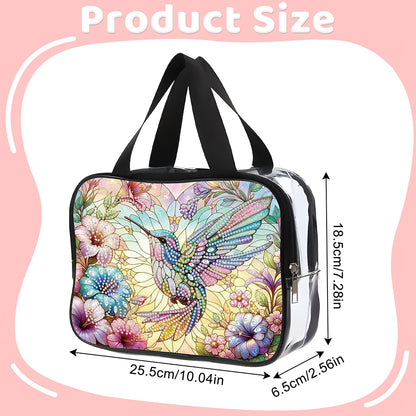 DIY Hummingbird Diamond Art Rhinestone Makeup Bag Transparent PVC Storage Pack