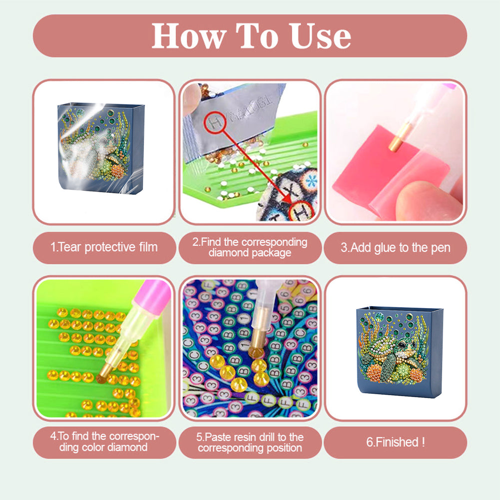 Water Turtle DIY Diamond Painting Kit Wall-Mounted Phone Charging Station Decor