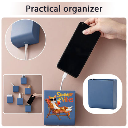 Cat DIY Diamond Painting Kit Wall-Mounted Phone Charging Station Home Decor