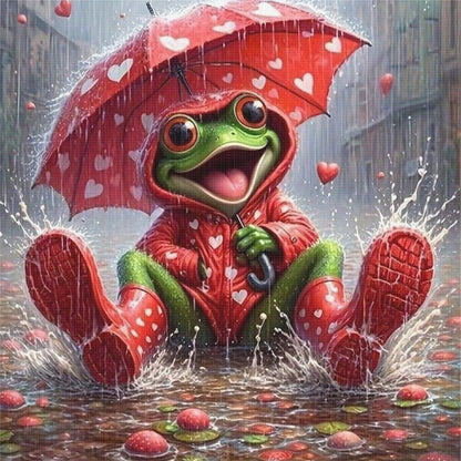 Frog With Umbrella - 11CT Stamped Cross Stitch 40*40CM