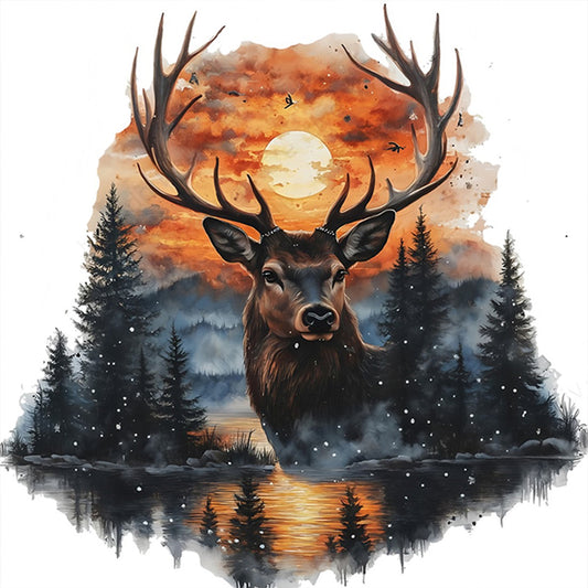 Deer At Sunset - 11CT Stamped Cross Stitch 40*40CM