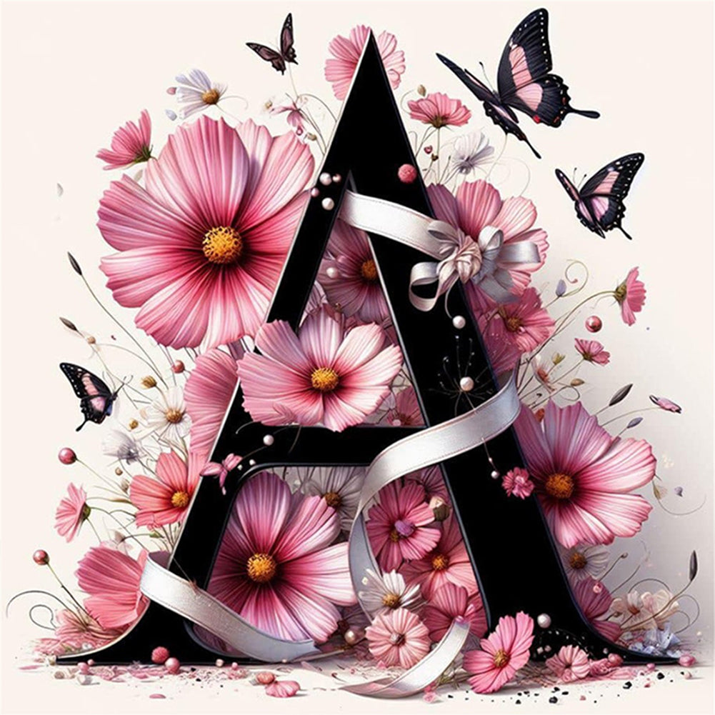 Butterfly And Flower Letter A - 11CT Stamped Cross Stitch 40*40CM