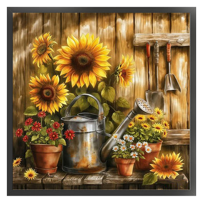 Sunflower Watering Can - 11CT Stamped Cross Stitch 40*40CM