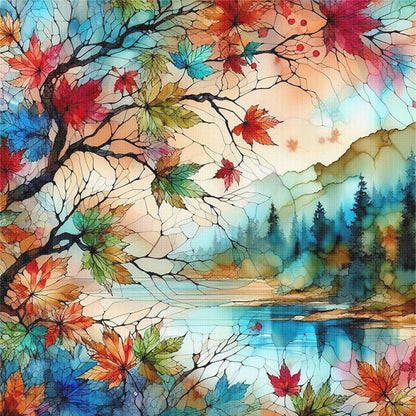 Glass Scenery Painting - 11CT Stamped Cross Stitch 40*40CM