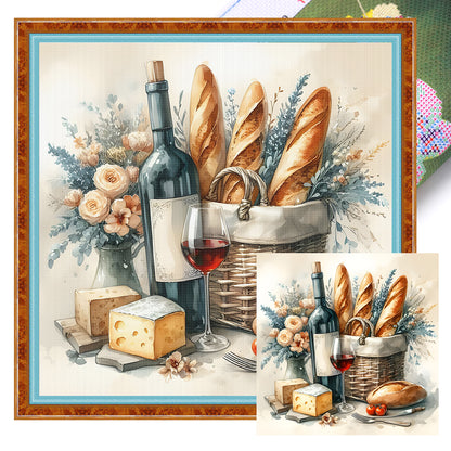 Bread And Drinks - 11CT Stamped Cross Stitch 40*40CM