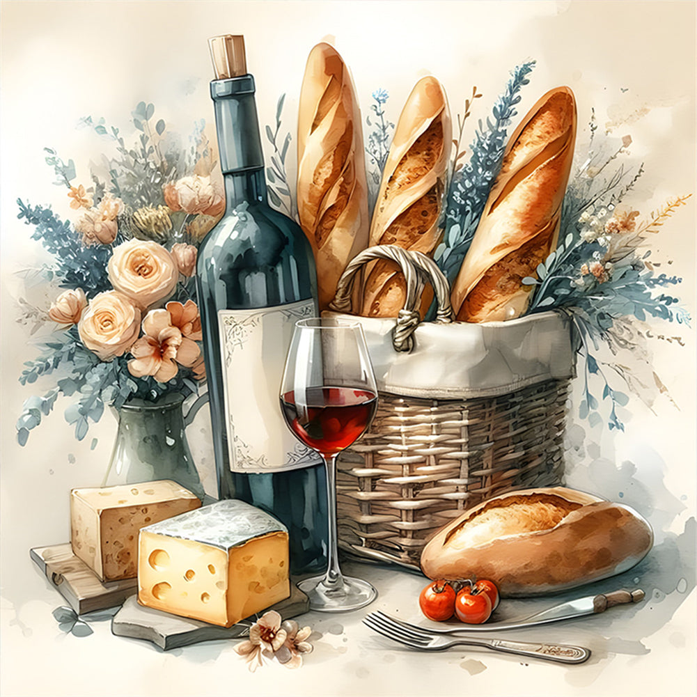 Bread And Drinks - 11CT Stamped Cross Stitch 40*40CM
