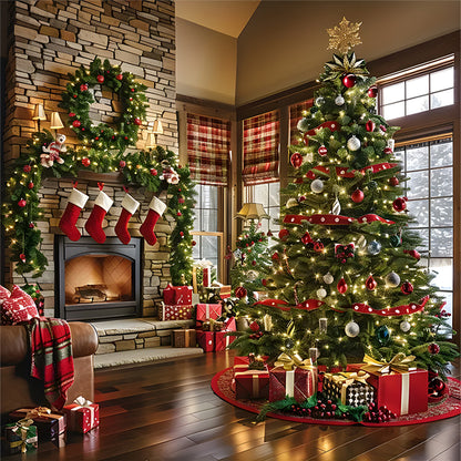 Christmas Fireplace - 11CT Stamped Cross Stitch 40*40CM