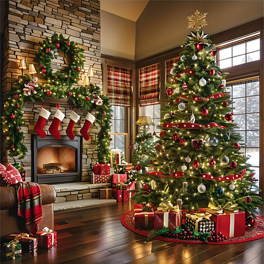 Christmas Fireplace - 11CT Stamped Cross Stitch 40*40CM