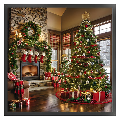 Christmas Fireplace - 11CT Stamped Cross Stitch 40*40CM