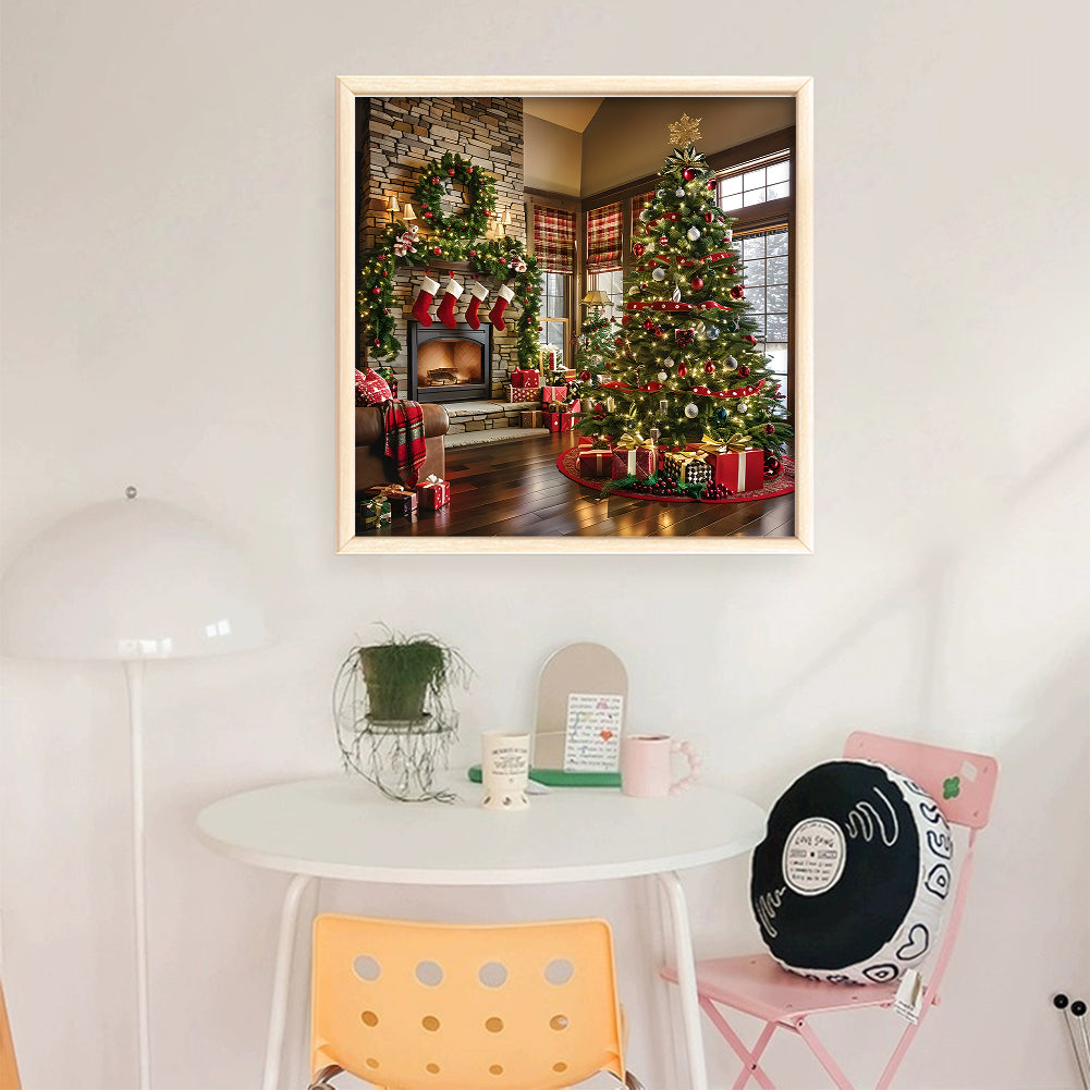 Christmas Fireplace - 11CT Stamped Cross Stitch 40*40CM