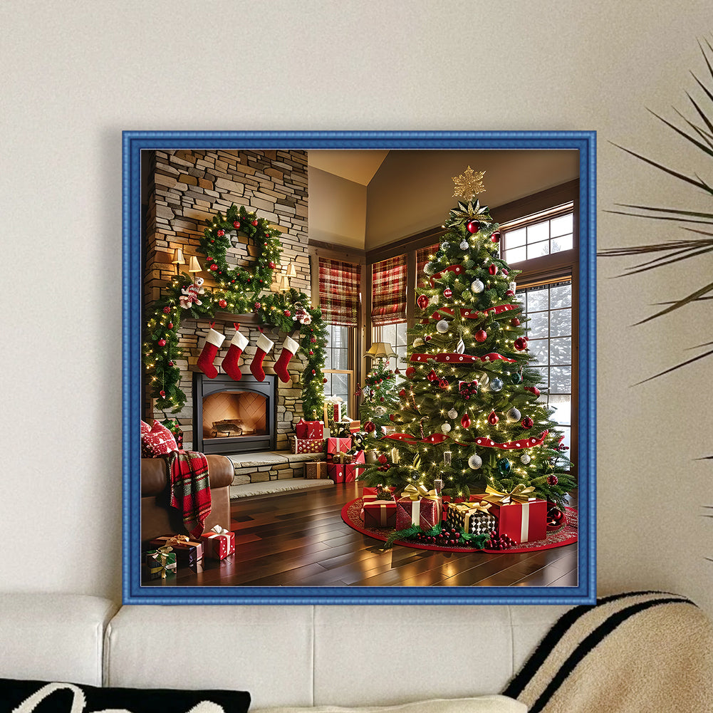 Christmas Fireplace - 11CT Stamped Cross Stitch 40*40CM