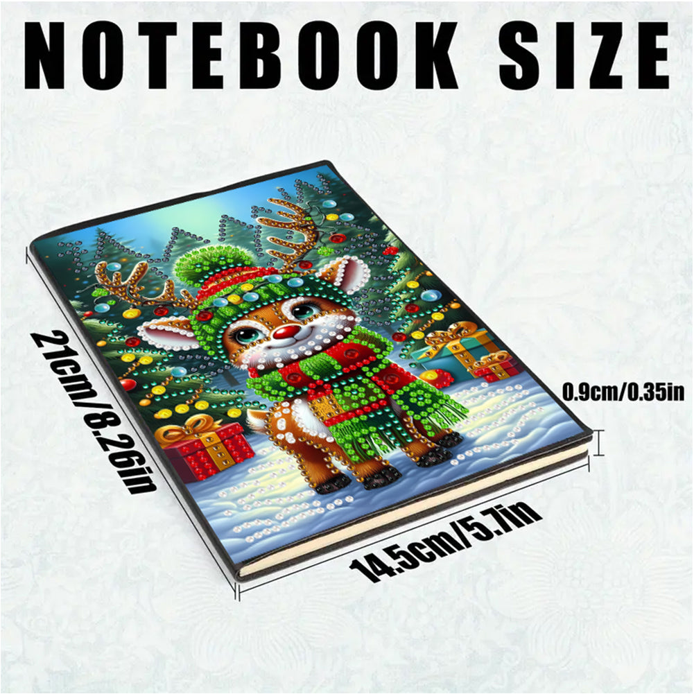 2pcs 50-Page A5 Gnome and Deer Diamond Painting Notebook for Adults Holiday Gift