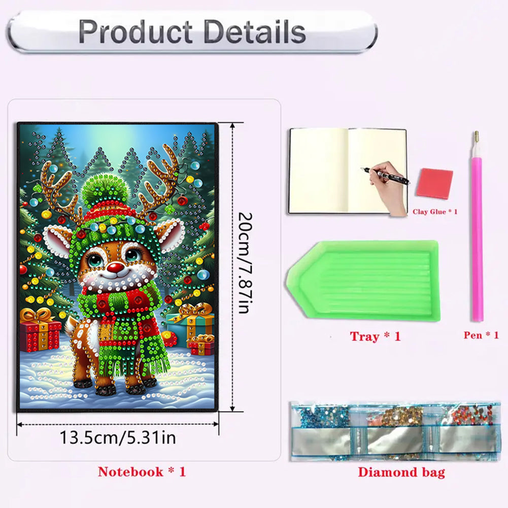 2pcs 50-Page A5 Gnome and Deer Diamond Painting Notebook for Adults Holiday Gift
