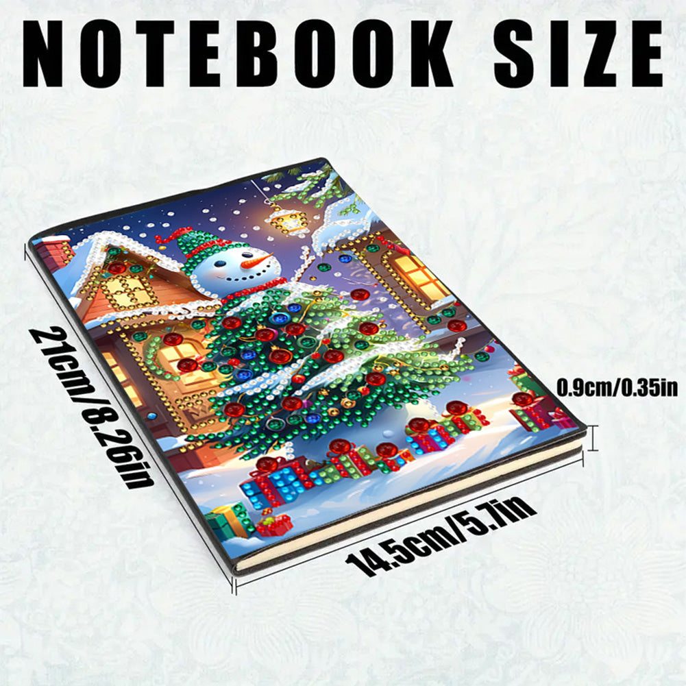 2pcs 50-Page A5 Christmas Tree Diamond Painting Notebook for Adults Holiday Gift