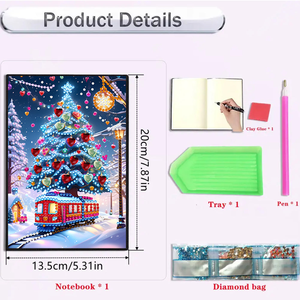 2pcs 50-Page A5 Christmas Tree Diamond Painting Notebook for Adults Holiday Gift