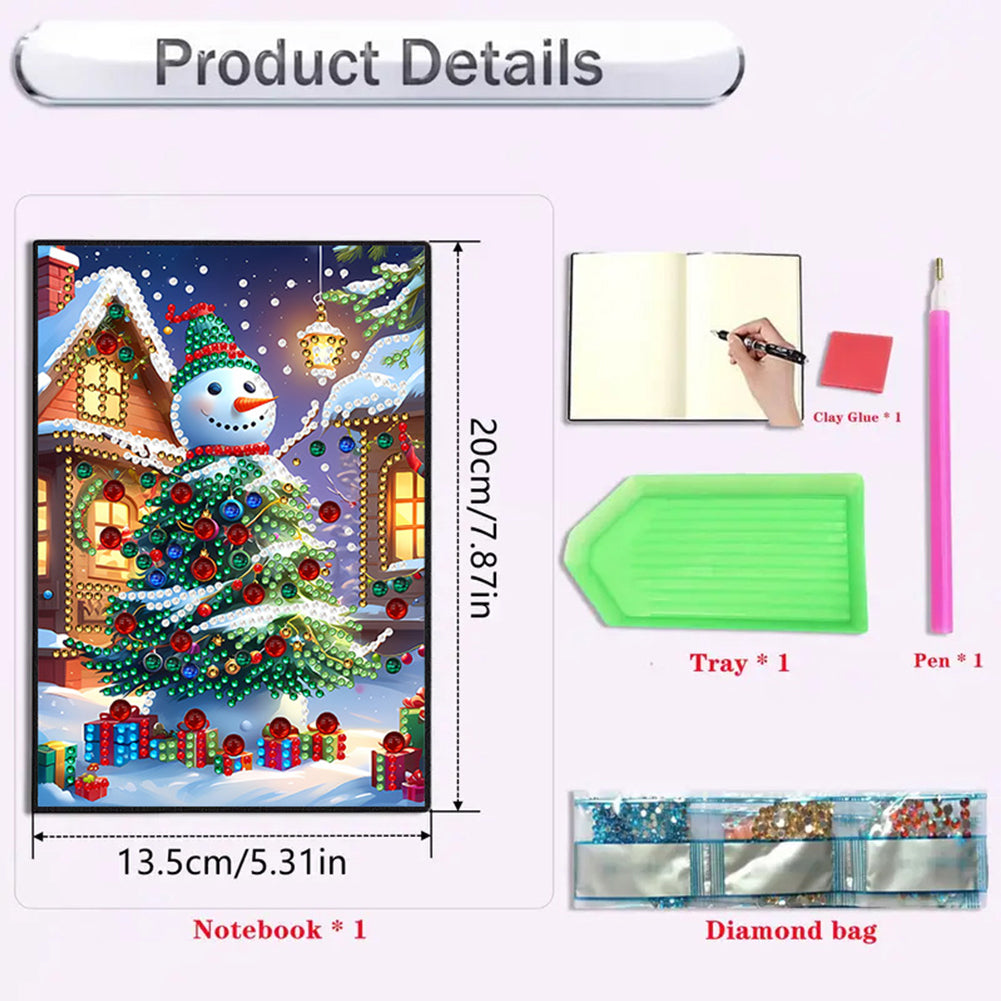 2pcs 50-Page A5 Christmas Tree Diamond Painting Notebook for Adults Holiday Gift