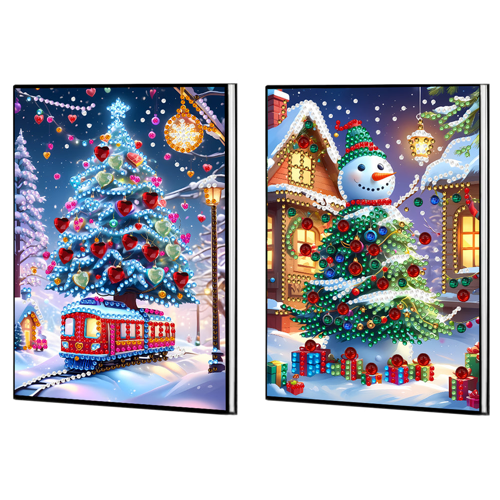 2pcs 50-Page A5 Christmas Tree Diamond Painting Notebook for Adults Holiday Gift