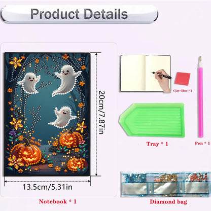 2pcs 50-Page A5 Halloween Diamond Painting Notebook for Adults Holiday Gift