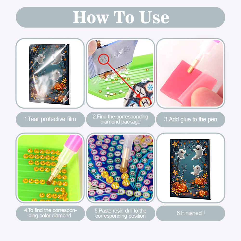 2pcs 50-Page A5 Size Diamond Painting Notebook for Adults Holiday Birthday Gift
