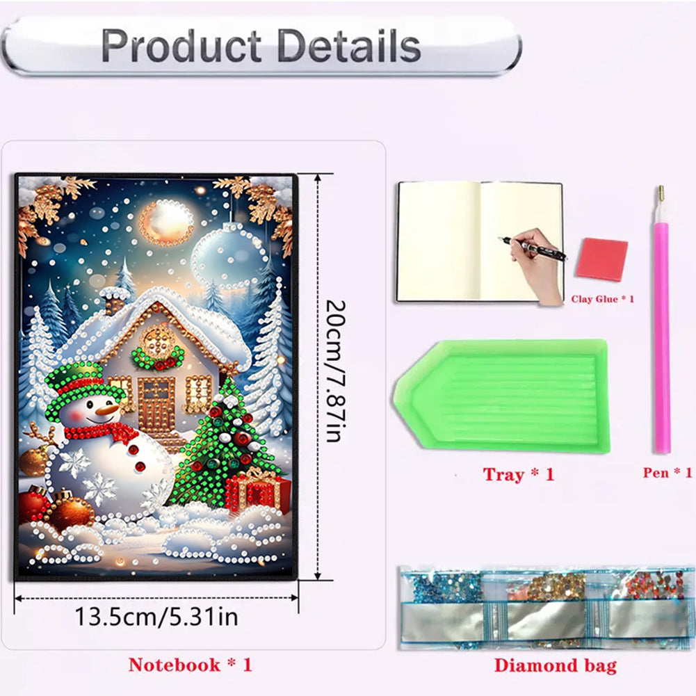 2pcs 50-Page A5 Christmas Diamond Painting Notebook for Adults Holiday Gift