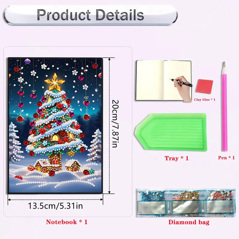 2pcs 50-Page A5 Christmas Diamond Painting Notebook for Adults Holiday Gift