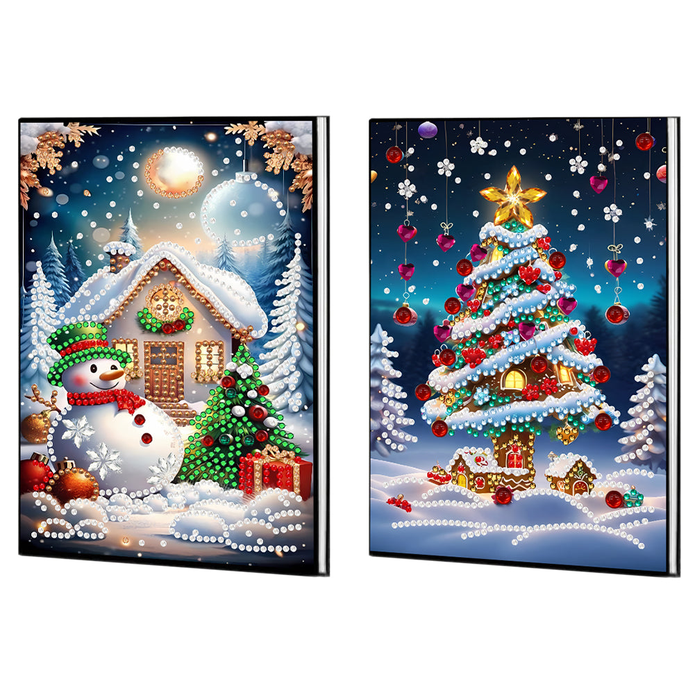 2pcs 50-Page A5 Christmas Diamond Painting Notebook for Adults Holiday Gift