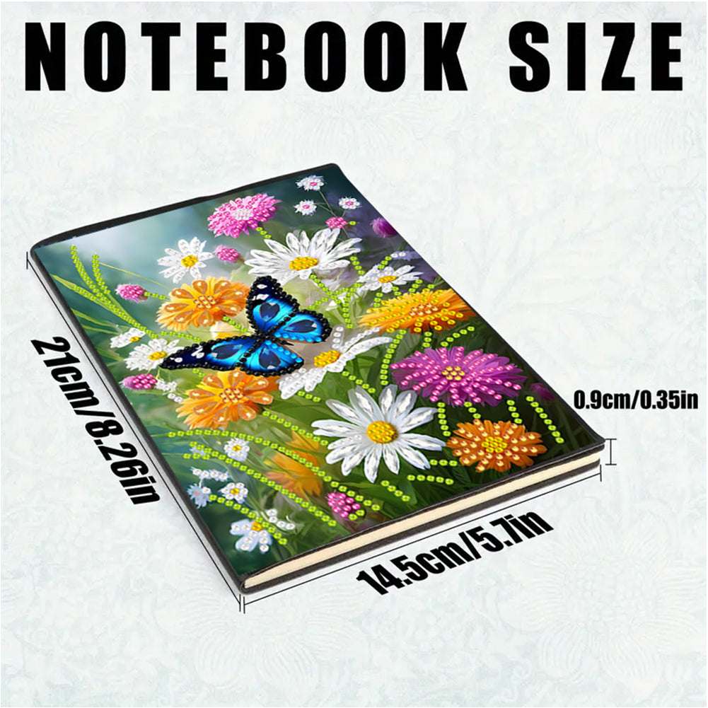 2pcs 50-Page A5 Flowers Diamond Painting Notebook for Adults Holiday Gift