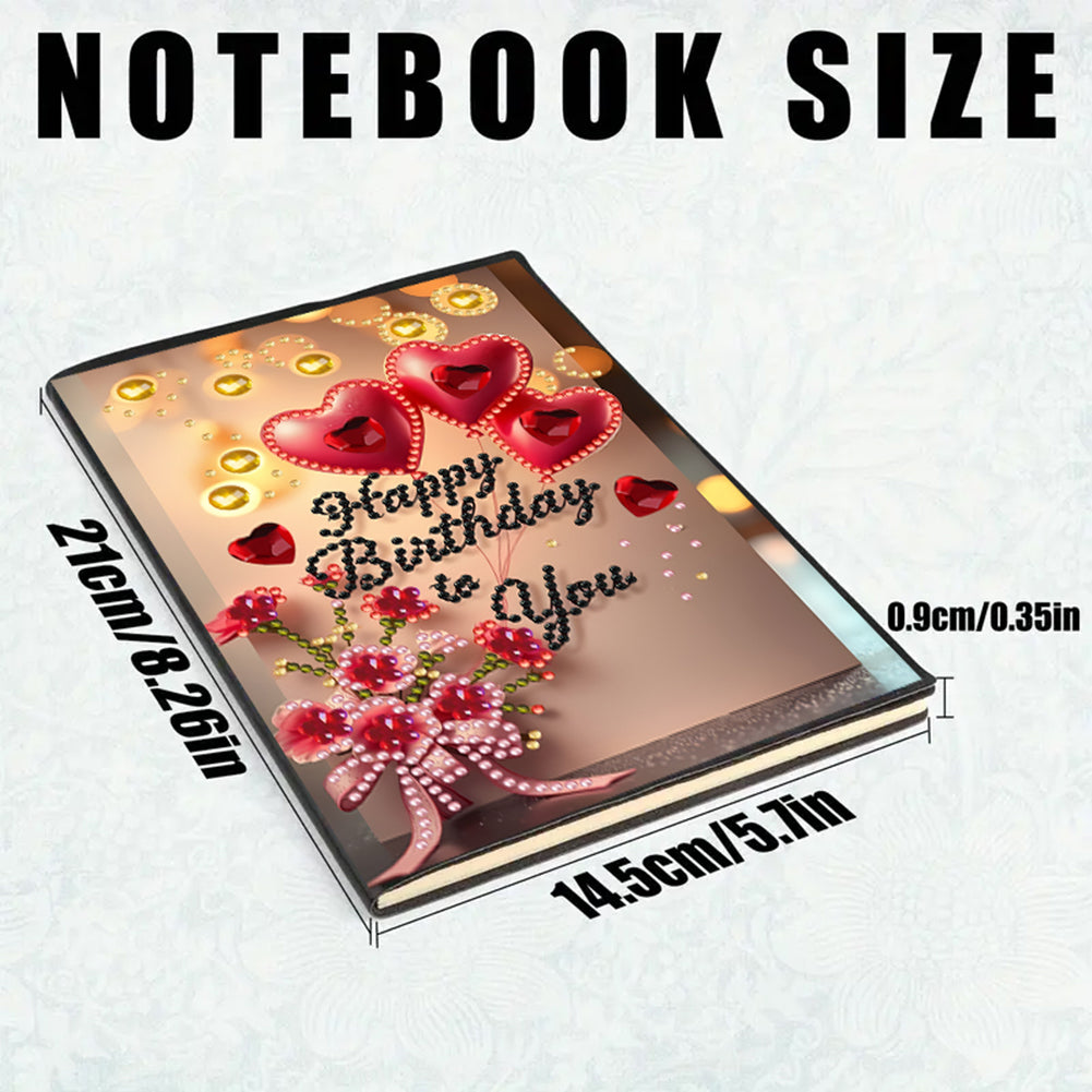 2pcs 50-Page A5 Flowers and Text Diamond Painting Notebook for Adults Gift