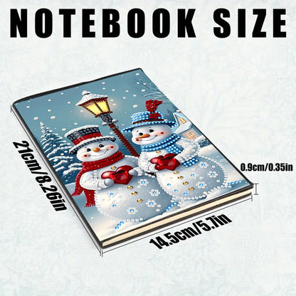 2pcs 50-Page A5 Snowman Santa Claus Diamond Painting Notebook for Adults Gift