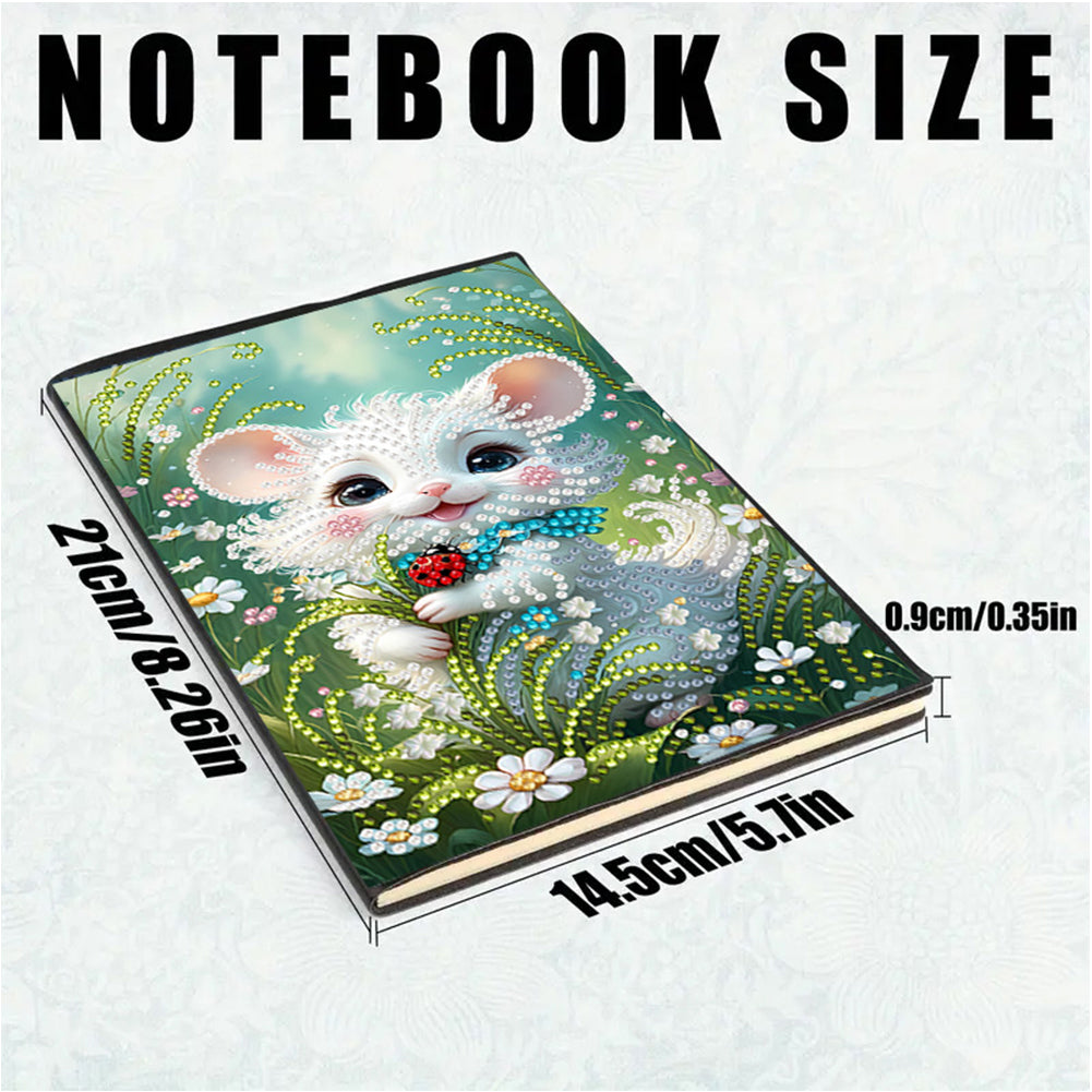 2pcs 50-Page A5 Cat and Mouse Diamond Painting Notebook for Adults Holiday Gift