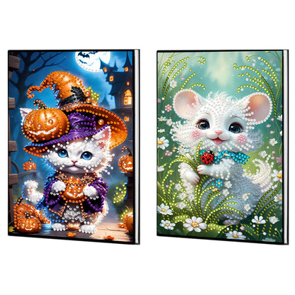 2pcs 50-Page A5 Cat and Mouse Diamond Painting Notebook for Adults Holiday Gift