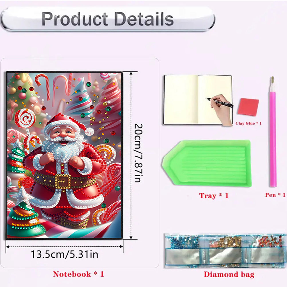 2pcs 50-Page A5 Santa Claus Snowman Diamond Painting Notebook for Adults Gift