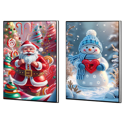 2pcs 50-Page A5 Santa Claus Snowman Diamond Painting Notebook for Adults Gift