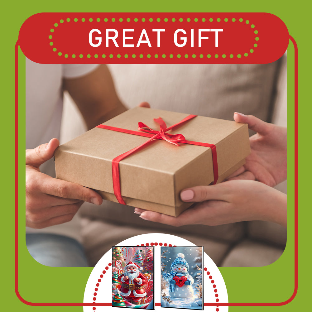 2pcs 50-Page A5 Santa Claus Snowman Diamond Painting Notebook for Adults Gift