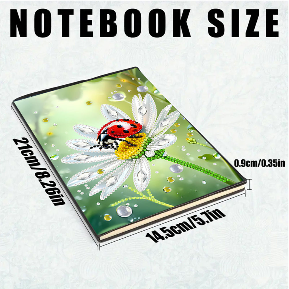 2pcs 50-Page A5 Flowers and Insects Diamond Painting Notebook for Adults Gift