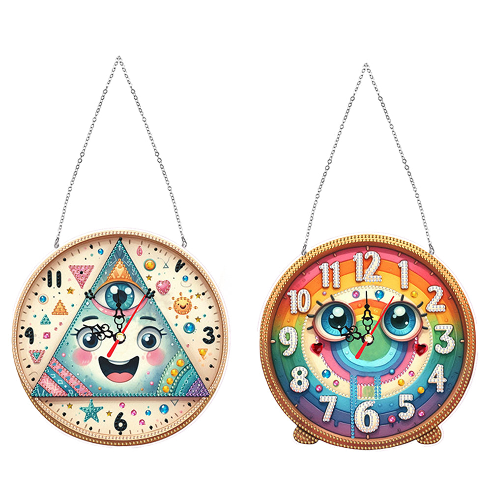 2Pcs DIY Diamond Painting Ornament with Clock Function Home Decor Art Craft
