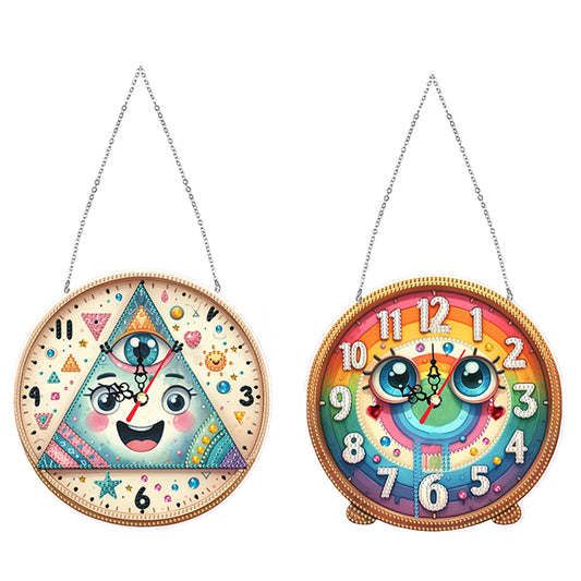 2Pcs DIY Diamond Painting Ornament with Clock Function Home Decor Art Craft
