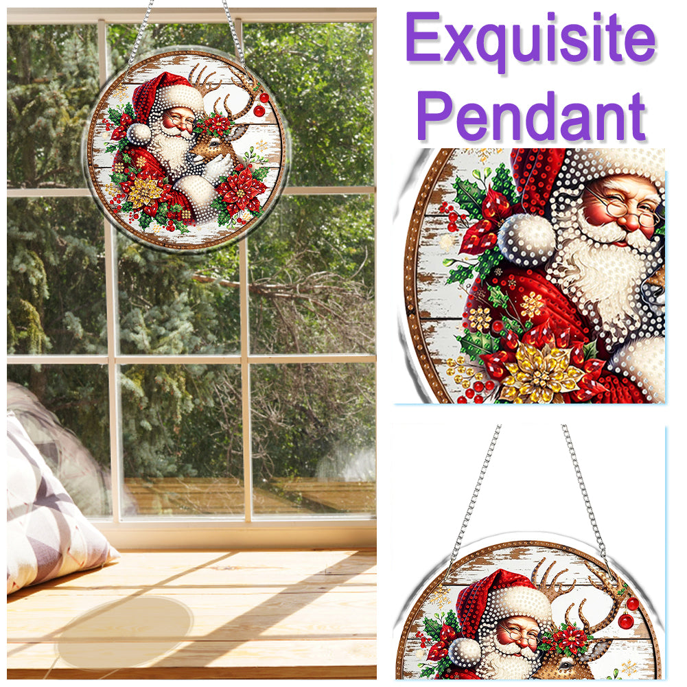 Acrylic 2D Flat DIY Christmas Diamond Art Pendant Wall Decor for Home & Windows