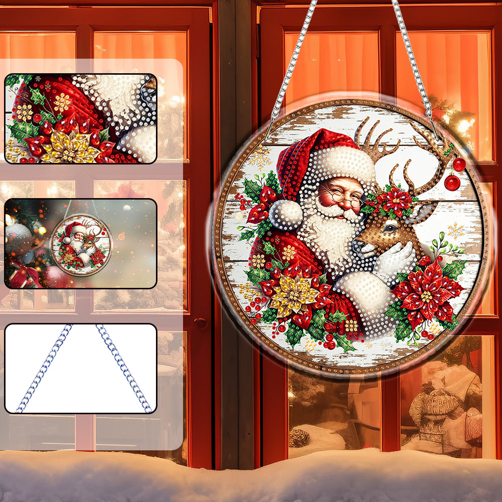Acrylic 2D Flat DIY Christmas Diamond Art Pendant Wall Decor for Home & Windows