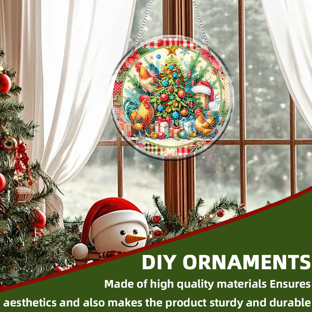 Acrylic 2D Flat DIY Christmas Diamond Art Pendant Wall Decor for Home & Windows