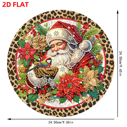Acrylic 2D Flat DIY Christmas Santa Claus Diamond Art Pendant Wall Decor