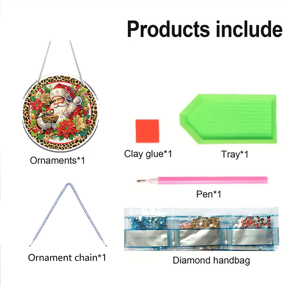 Acrylic 2D Flat DIY Christmas Diamond Art Pendant Wall Decor for Home & Windows