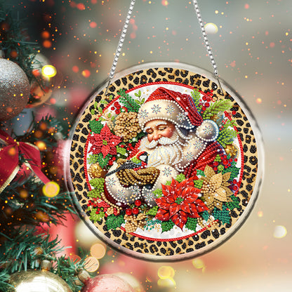 Acrylic 2D Flat DIY Christmas Santa Claus Diamond Art Pendant Wall Decor