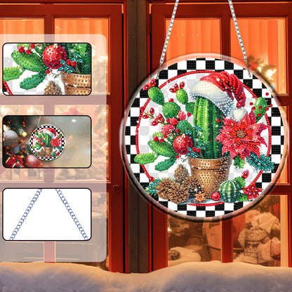 Acrylic 2D Flat DIY Christmas Diamond Art Pendant Wall Decor for Home & Windows