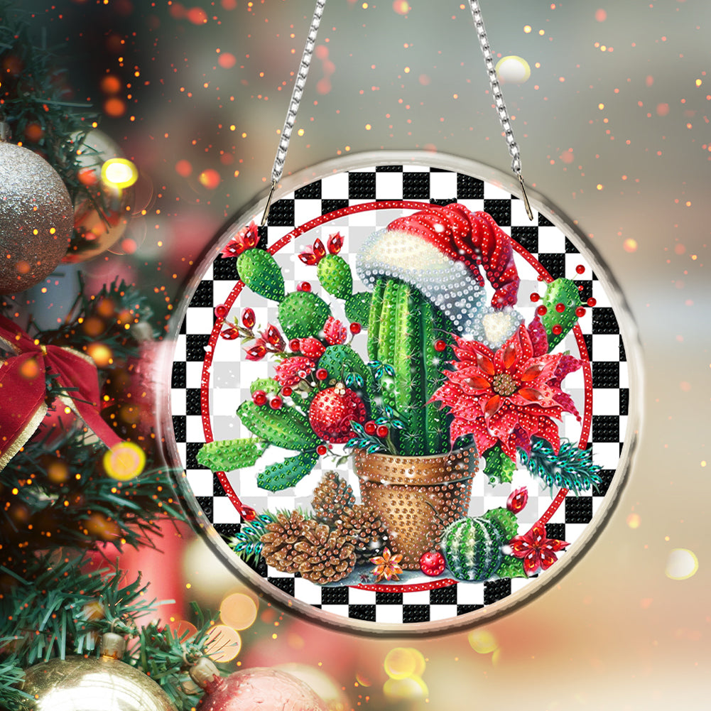 Acrylic 2D Flat DIY Christmas Diamond Art Pendant Wall Decor for Home & Windows