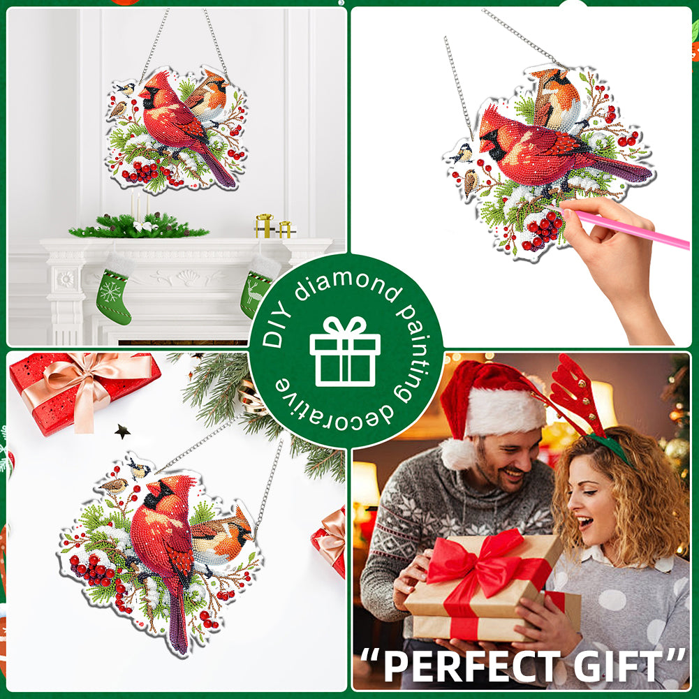 Acrylic 2D Flat DIY Christmas Diamond Art Pendant Wall Decor for Home & Windows