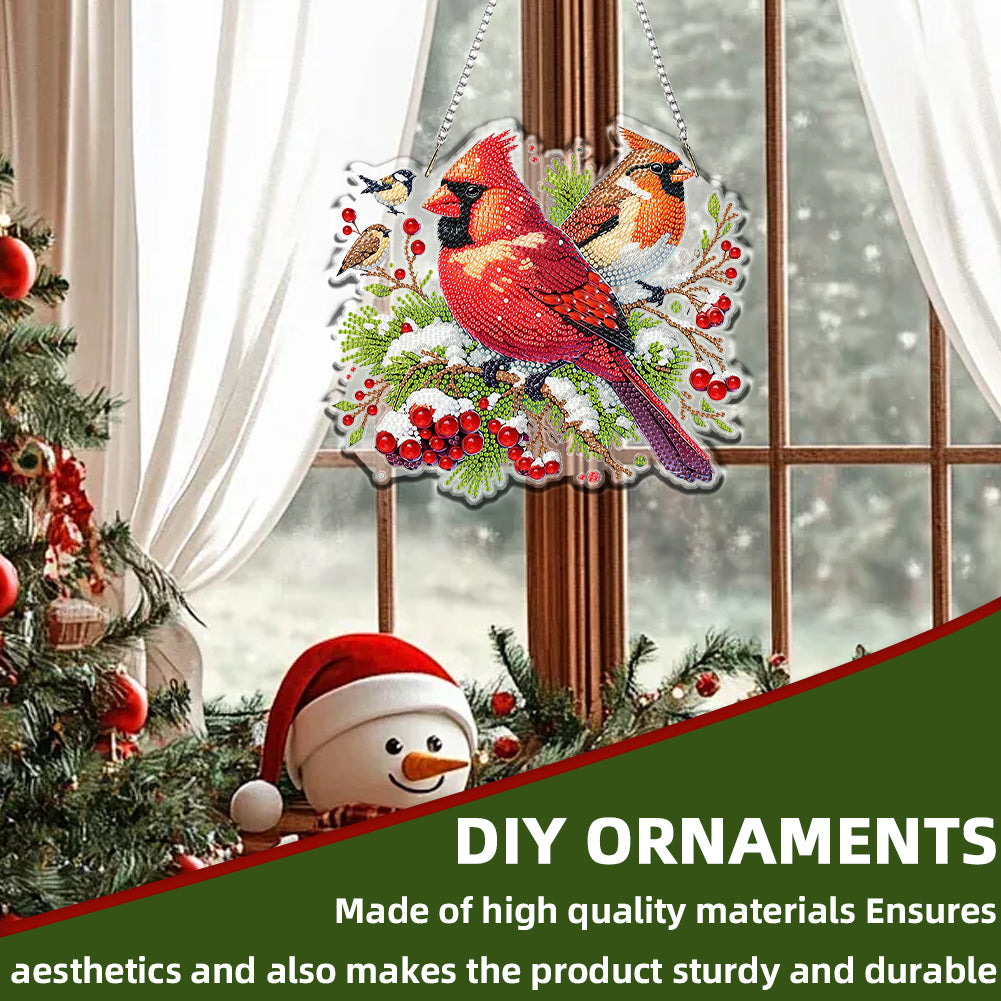 Acrylic 2D Flat DIY Christmas Cardinal Diamond Art Pendant Wall Decoration